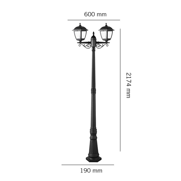 LED VRTNA SVJETILJKA PODNA PAUL 2XE27 CRNA H:2174 mm IP44