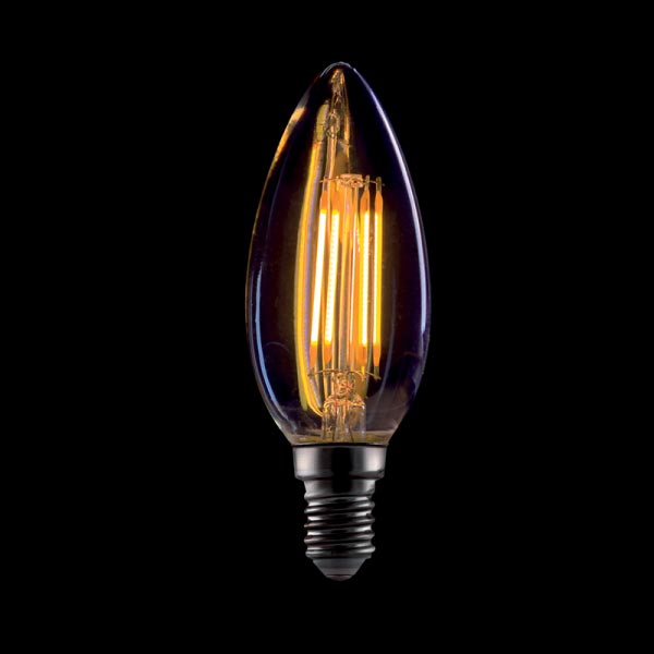 LED žarulja E14 4W Filament C37 Dimmer 2800-3200K, Zlatna
