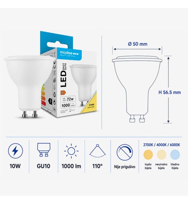 LED žarulja GU10 10W 1000 lm