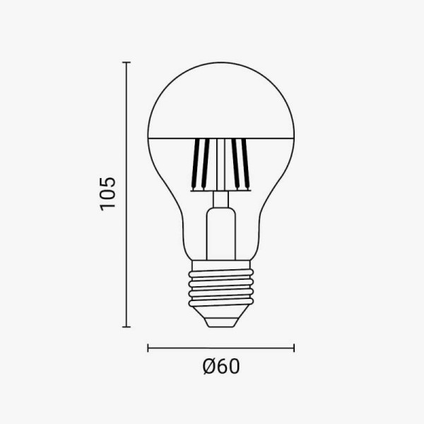 LED ŽARULJA Srebrno sjenilo A60 E27 4W 400lm AC175-265V Filament 2700K