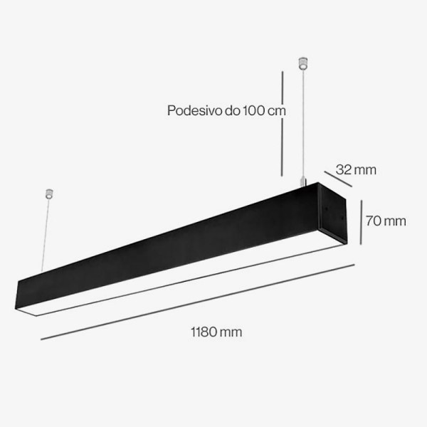Linearna crna visilica ALIA 40W 4000K 6000 lm 120 cm