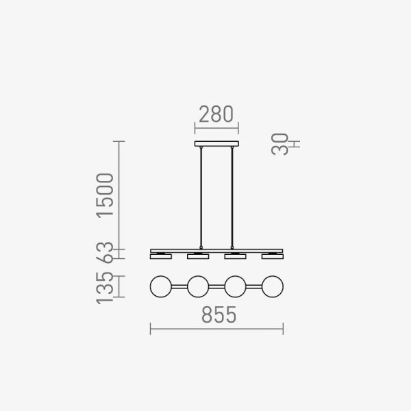 Linearna dekorativna visilica ravna Aretha 4x12W 4080 lm 3000K Linearna dekorativna visilica ravna Aretha 4x12W 4080 lm 3000K