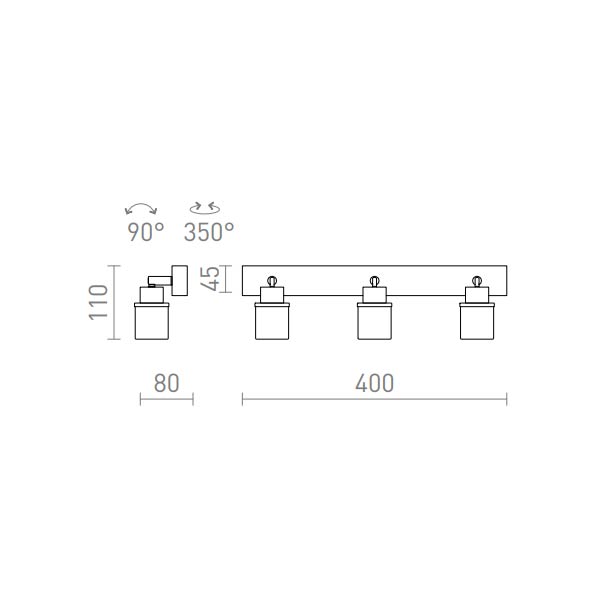 LINN III stropni/Zidni nadgradni reflektor 230V LED G9 3x IP44