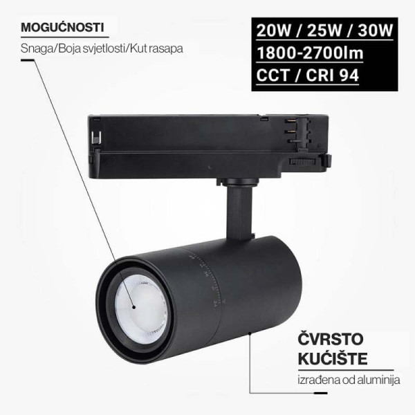 Magnetni tračni spot reflektor 20/25/30W 2750 lm 24° za višefaznu magnetnu tračnu šinu 220V Magnetna tračna rasvjeta FL15105 - iDEAL LED | Led žarulje - LED rasvjeta iDEAL LED | Led žarulje - LED rasvjeta Magnetni tračni spot reflektor 20/25/30W 2750 lm 24° za višefaznu magnetnu tračnu šinu 220V