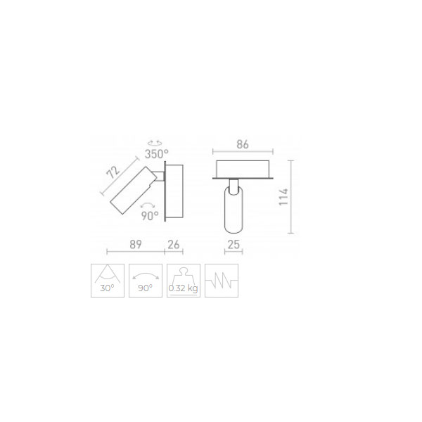 MIG LED  zidni reflektor 230V 3W 150 lm Ra 80 3000K