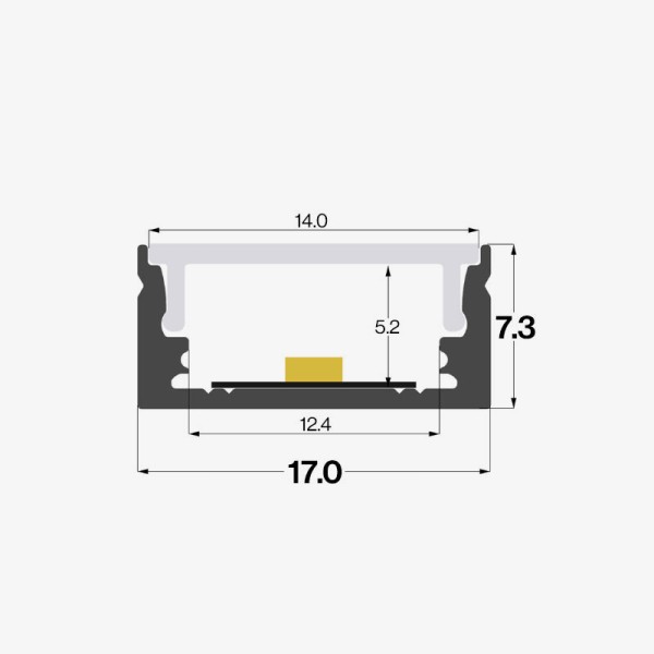 Nadgradni aluminijski profil opalno bijeli difuzor 17.0 x 7.3 mm Nadgradni aluminijski profil opalno bijeli difuzor 17.0 x 7.3 mm