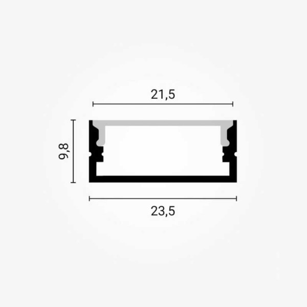 Nadgradni aluminijski profil za LED traku opalno bijeli difuzor 23.5 x 9.8 mm