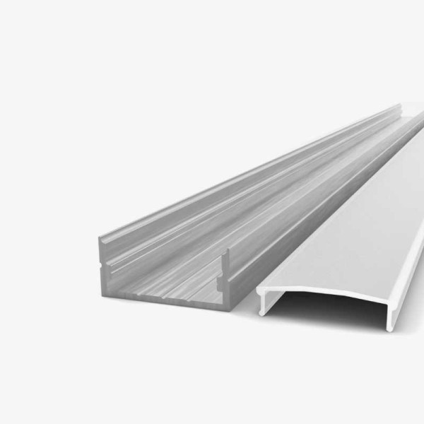 Nadgradni aluminijski profil za LED traku opalno bijeli difuzor 23.5 x 9.8 mm