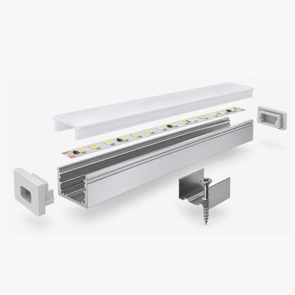 Nadgradni aluminijski profil za LED traku opalno bijeli difuzor 17.2 x 8 mm