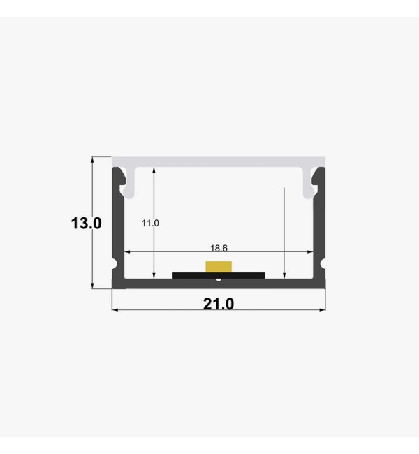 Nadgradni aluminijski profil za LED traku opalno bijeli difuzor 21 x 13 mm