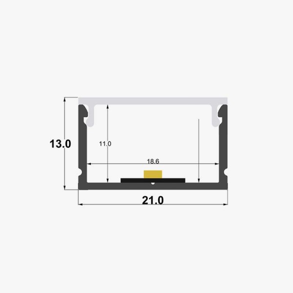 Nadgradni aluminijski profil za LED traku opalno bijeli difuzor 21 x 13 mm