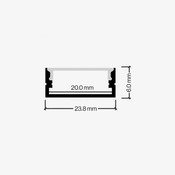 Nadgradni aluminijski profil za LED traku opalno bijeli difuzor 23.8 x 6 mm