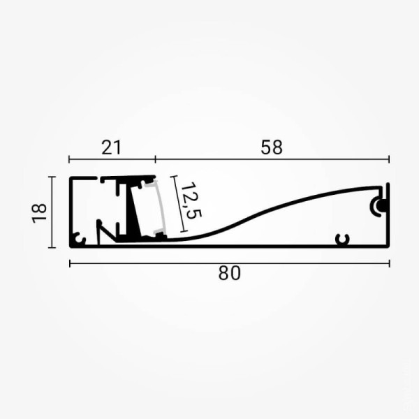 Nadgradni zidni rubni aluminijski profil za LED traku metalik siva opalno bijeli difuzor 2 metra 18x12 mm
