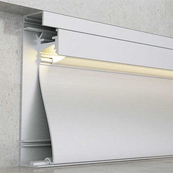 Nadgradni zidni rubni aluminijski profil za LED traku opalno bijeli difuzor 2 metra 10.6 x 15.4