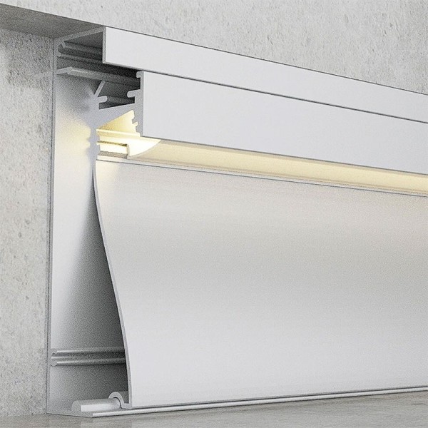 Nadgradni zidni rubni aluminijski profil za LED traku opalno bijeli difuzor 2 metra 18.0x80.0 mm