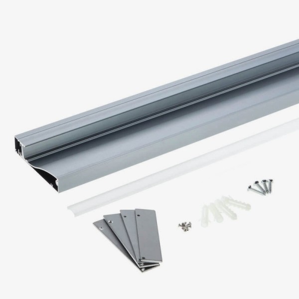 Nadgradni zidni rubni aluminijski profil za LED traku opalno bijeli difuzor 2 metra 18.0x80.0 mm