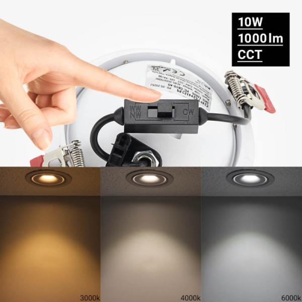 Okrugli ugradbeni LED reflektor rotirajući 10W CRI90+ CCT podesiva boja svjetlosti