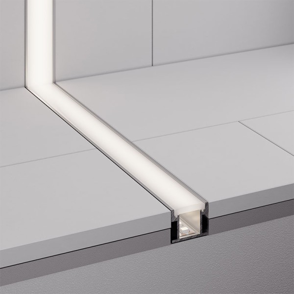 Podni ugradbeni aluminijski profil za LED traku opalno bijeli difuzor 19.1 x 8.1 mm Podni ugradbeni aluminijski profil za LED traku opalno bijeli difuzor 19.1 x 8.1 mm