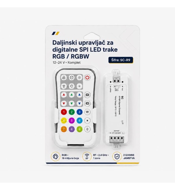  RF daljinski upravljač za digitalne RGB i RGBW LED trake – 4 zone / SC+R9 Komplet
