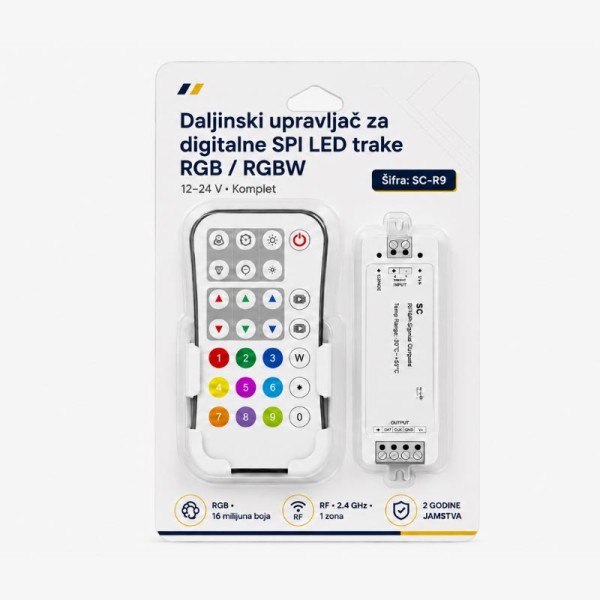  RF daljinski upravljač za digitalne RGB i RGBW LED trake – 4 zone / SC+R9 Komplet
