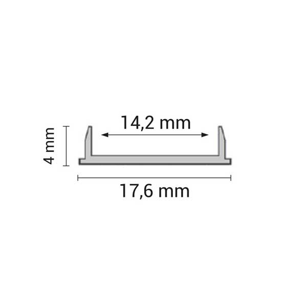 Savitljivi Aluminijski profil za LED traku nadgradni opalno bijeli difuzor 2 metra 17.6x14.2x4 mm