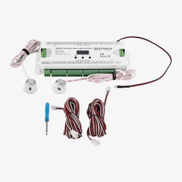 Senzori pokreta i kontroler za stepenice / jednobojne i digitalne RGB LED trake 5-24V DC - 32 kanala Senzori pokreta i kontroler za stepenice / jednobojne i digitalne RGB LED trake 5-24V DC - 32 kanala
