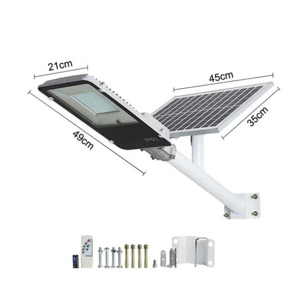 Solarni ulični LED reflektor 100W 6000K IP65 1100lm Daljinski upravljač