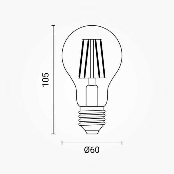Staklena dimabilna filament LED žarulja E27 8W A60