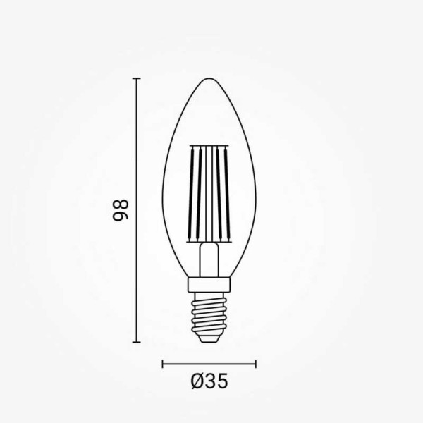 Staklena filament LED žarulja E14 6W 72...