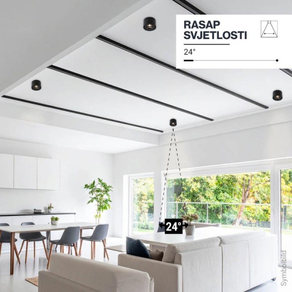 Stropna nadgradna crna LED svjetiljka 10W 800 lm Bridgelux Chip