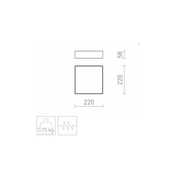 Stropna nadgradna svjetiljka Larisa SQ 22 230V LED 20W 3000K 1600 lm Ra 80