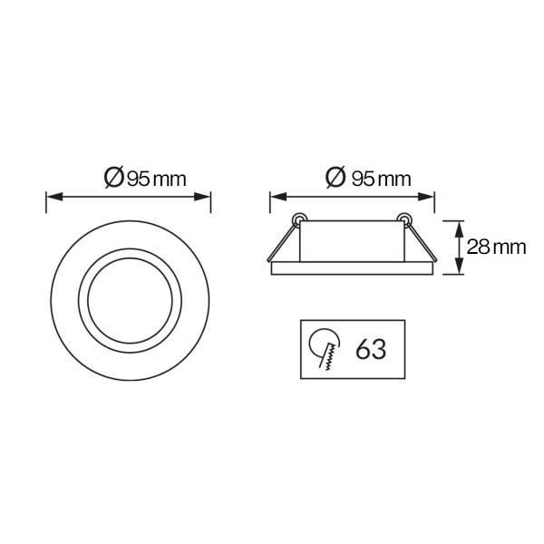 Stropni ugradbeni okvir crni titan Inox ring za GU10 LED žarulje IP20
