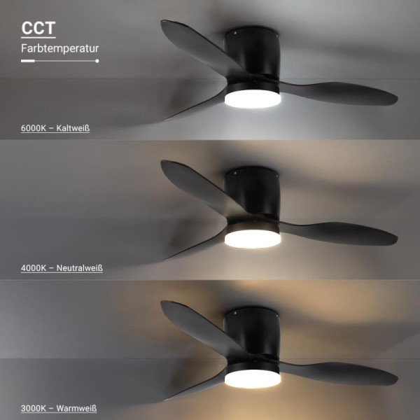 Stropni ventilator crni 18W 1440 lm 3000-4000-6000K s daljinskim upravljačem