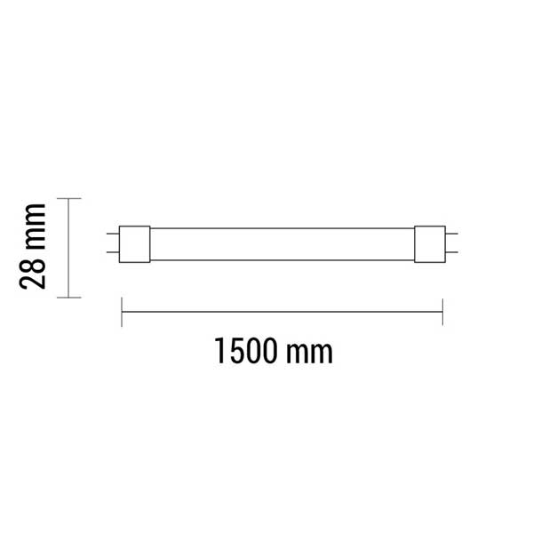 Staklena T8 LED cijev 22W 150 cm 175-265V 2000 lm