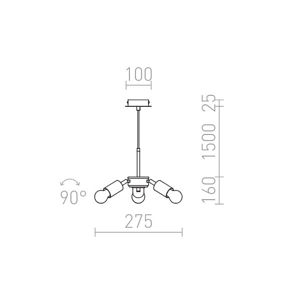 TRIX viseći komplet krom 230V LED 3x E27