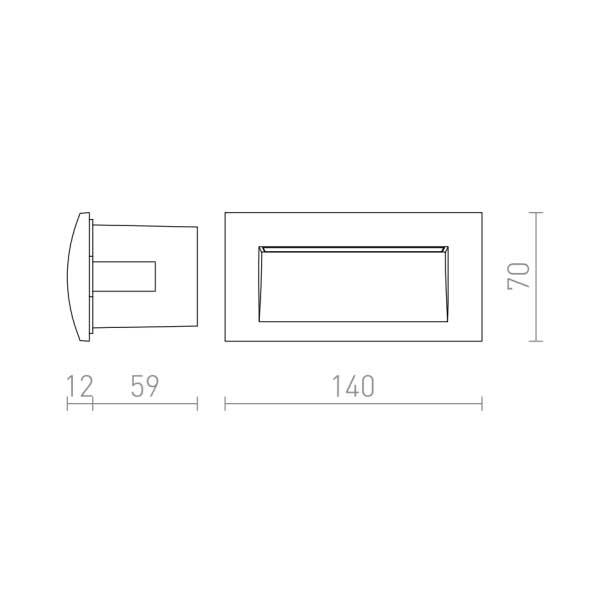 Ugradbena zidna LED svjetiljka GORDIQ 3W 90 lm Ra 80 3000K IP65
