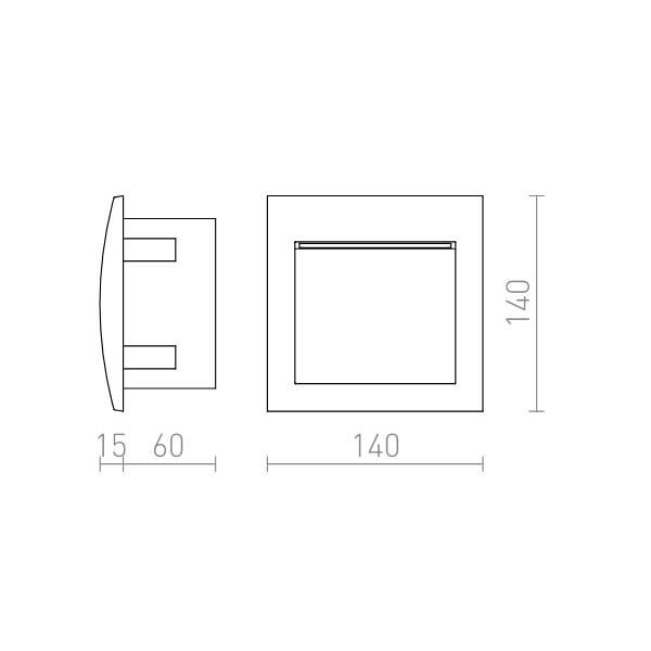Ugradbena zidna LED svjetiljka GORDIQ M 3W IP65 3000K 230V 90lm IP65
