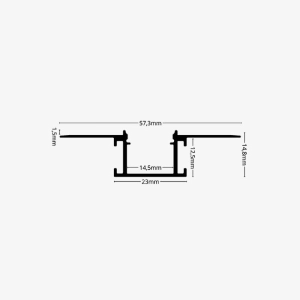 Ugradbeni aluminijski profil za knauf opalno bijeli difuzor 57.3 x 23.5 x 14.5 mm Ugradbeni aluminijski profil za knauf opalno bijeli difuzor 57.3 x 23.5 x 14.5 mm