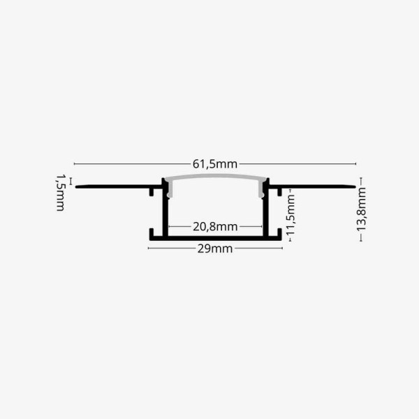 Ugradbeni aluminijski profil za knauf opalno bijeli difuzor 61.5 x 29.0 x 13.8 mm