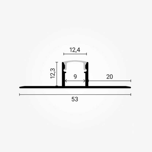 Ugradbeni aluminijski profil za knauf za LED traku opalno bijeli difuzor 2 metra 12.4 x 9 mm x 53 mm Ugradbeni aluminijski profil za knauf za LED traku opalno bijeli difuzor 2 metra 12.4 x 9 mm x 53 mm