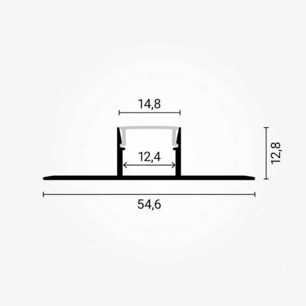 Ugradbeni aluminijski profil za LED traku opalno bijeli difuzor 2 metra 54.6x12.4x14.8