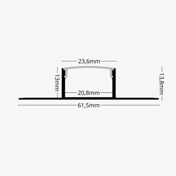 Ugradbeni aluminijski profil za LED traku opalno bijeli difuzor 2 metra 61.5 x 13.00 x 23.60 mm Ugradbeni aluminijski profil za LED traku opalno bijeli difuzor 2 metra 61.5 x 13.00 x 23.60 mm