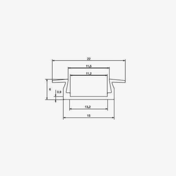 Ugradbeni aluminijski profil za LED traku opalno bijeli difuzor 22.00 x 15.00 x 6.0 mm Ugradbeni aluminijski profil za LED traku opalno bijeli difuzor 22.00 x 15.00 x 6.0 mm