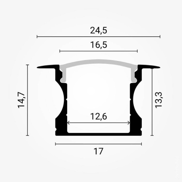 Ugradbeni aluminijski profil za LED traku opalno bijeli difuzor  24.50 x 17.00 x 14.70 mm