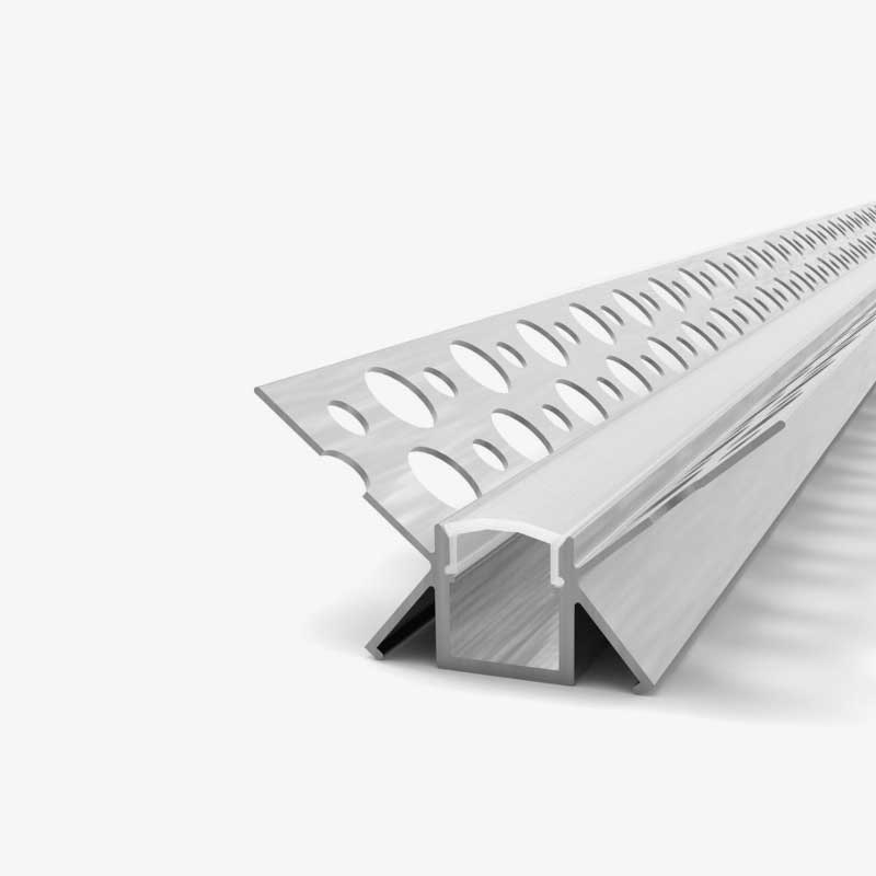 Ugradbeni aluminijski profil za LED traku unutarnji kut knauf/suhozid opalno bijeli difuzor 2 metra 46 x 24.90 mm