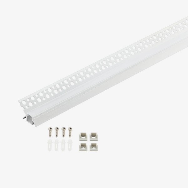 Ugradbeni aluminijski profil za LED traku unutarnji kut knauf/suhozid opalno bijeli difuzor 2 metra 46 x 24.90 mm