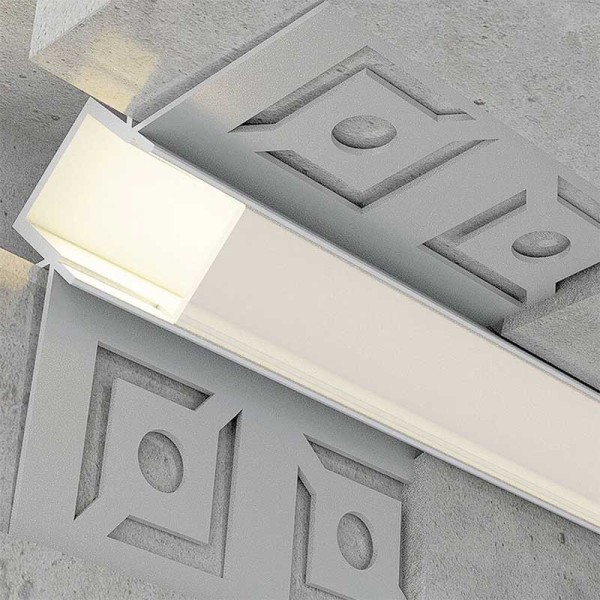 Ugradbeni aluminijski profil za LED traku unutarnji kut knauf/suhozid opalno bijeli difuzor 2 metra 46 x 24.90 mm