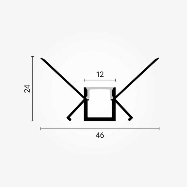 Ugradbeni aluminijski profil za LED traku unutarnji kut knauf/suhozid opalno bijeli difuzor 2 metra 46 x 24.90 mm