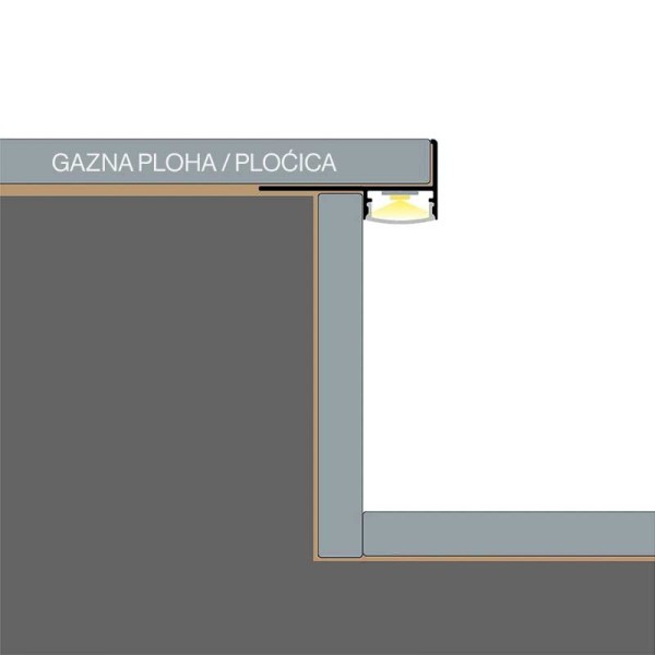 Ugradbeni aluminijski profil za stepenice za LED traku opalno bijeli difuzor 2 metra 39.0 x 9.5 x 20.0 mm