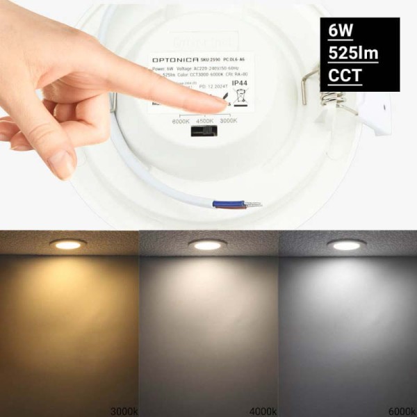 Ugradbeni okrugli LED panel 6W CCT odabir boje svjetlosti IP44